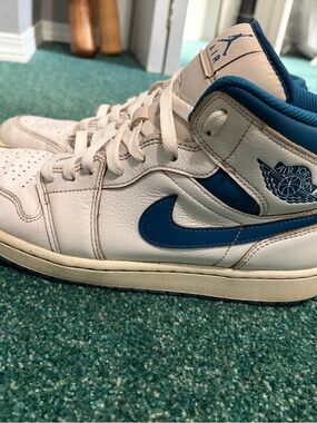 Jordan High-Top Basketball Sneakers White and Blue